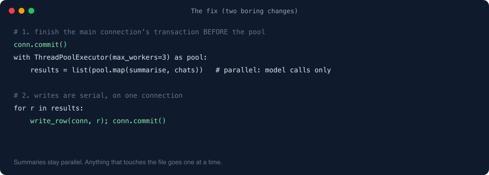 The fix, two boring changes